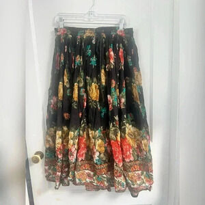 Huntington Ridge Maxi Skirt Floral Boho Peasant Gypsy Cottage Core Flowy Size S